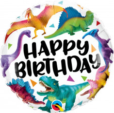 Balon Folie 45 cm Birthday Colorful Dinosaurs, Qualatex 97382 foto