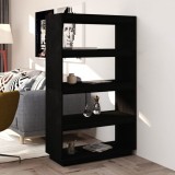 VidaXL Bibliotecă/Separator cameră, negru 80x35x135 cm, lemn masiv pin