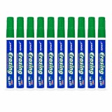 Set 10 markere Whiteboard verde, varf rotund 2.8 mm, scriere precisa si curata, Dry Erase