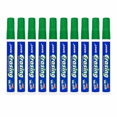 Set 10 markere Whiteboard verde, varf rotund 2.8 mm, scriere precisa si curata, Dry Erase