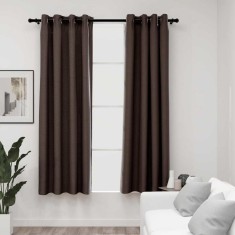vidaXL Perdele opace aspect p&acirc;nză ocheți 2 buc. gri taupe 140x175 cm 321200