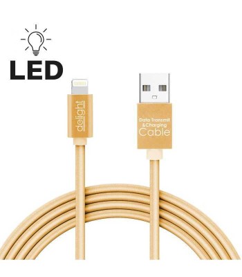 Cablu date incarcare iPhone lightning lumina LED 1m Delight auriu foto