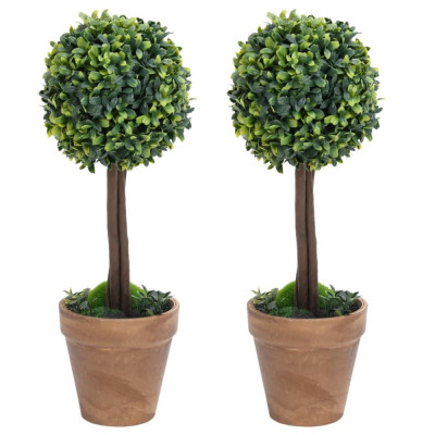 vidaXL Plante artificiale cimișir cu ghiveci 2 buc. verde 56 cm minge foto
