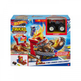 Hot wheels monster trucks entry challenge arena smashers provocarea fire crash, Mattel