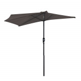 Cumpara ieftin Outsunny Umbrelă Semicirculară Perete Grădină Deschidere Manivela Poliester Gri 269x138x236cm | Aosom Romania