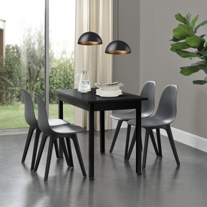 [en.casa]&reg; Set sase bucati scaune design Axa, 83 x 54 x 48 cm, plastic, gri/negru HausGarden Leisure