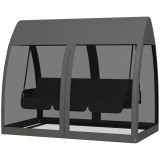 Balansoar gradina, 3 locuri, cu plasa insecte, gri inchis, 240x140x197 cm, functie pat, max 300 kg, Monte Carlo, ART