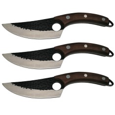 Set trei cutite macelarie DEPOX&reg;, lucrate manual, Cool Cook, 27.5 cm, maro, teaca inclusa