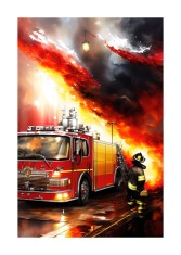 Sticker decorativ, Pompier, Rosu, 85 cm, 6498ST foto
