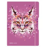 CAIET MY.BOOK FLEX A4 2X40F VELIN MOTIV WILD ANIMALS LYNX, Herlitz