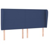 Cumpara ieftin Tablie de pat cu aripioare, albastru, 203x23x118/128 cm, textil