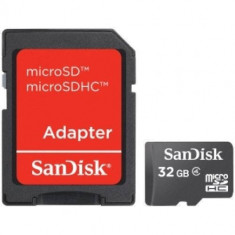 Card Sandisk microSDHC 32GB Class 4 cu adaptor SD foto