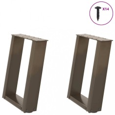 vidaXL Picioare pentru măsuță de cafea &icirc;n formă de U, 2 buc., oțel natural, 38x(42-43) cm