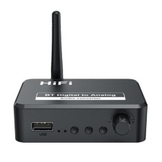 Convertor Audio Digital la Analog Techstar&reg; OT13, Compatibil Bluetooth 5.1, USB, AUX 3.5 mm, Cablu audio optic, RCA, Negru