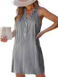 Rochie tunica cu dungi, cu umerii la vedere &ndash; Negru S