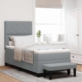 VidaXL Pat cu arcuri cu saltea Gri deschis 90 x 200 cm țesătură