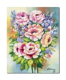 Cumpara ieftin Tablou pictat manual, Ale mele flori frumoase, bujori,50x40cm pictura ulei pe panza, gata de agatat pe perete