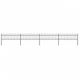 VidaXL Gard de grădină cu v&acirc;rf curbat, negru, 6,8 x 0,6 m, oțel