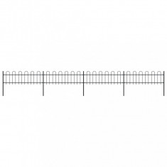 vidaXL Gard de grădină cu vârf curbat, negru, 6,8 x 0,6 m, oțel