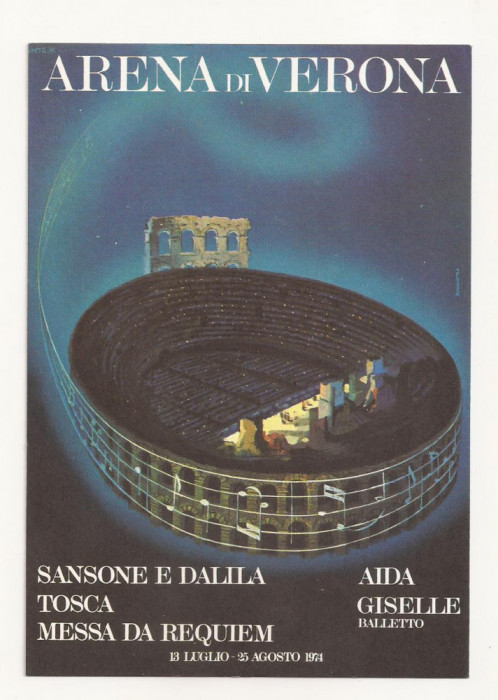 IT1- Carte Postala - ITALIA - Arena di Verona, Necirculata 1974