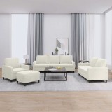 vidaXL Set de canapele cu perne, 4 piese, crem, catifea 3201494