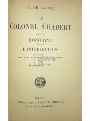 Honore de Balzac - Le colonel Chabert (editia 1932) foto