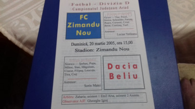 program FC Zimandu Nou - Dacia Beliu foto