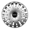 Capace roti Audi R16, set 4 buc, cod 403, plastic ABS, gri metalizat, prindere sigura, protectie jante, A1 A3 A4