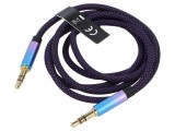 Cablu audio Jack 3.5mm aurit, 1m, mufe ambele părţi