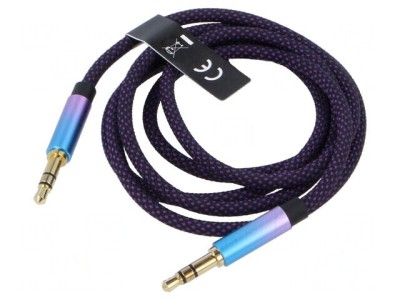 Cablu audio Jack 3.5mm aurit, 1m, mufe ambele părţi foto