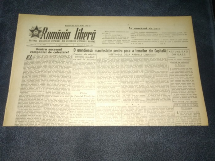 ZIARUL ROMANIA LIBERA 27 IUNIE 1951