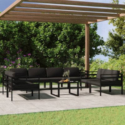 Set mobilier de gradina cu perne, 9 piese, antracit, aluminiu GartenMobel Dekor foto