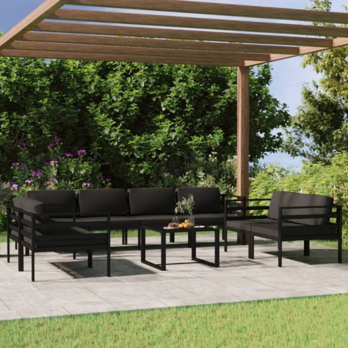 vidaXL Set mobilier de grădină cu perne, 9 piese, antracit, aluminiu 3107799