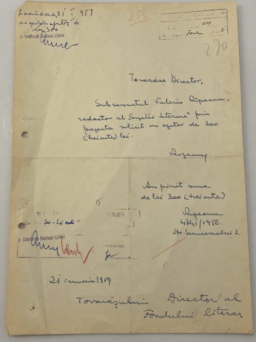 Valeriu Rapeanu - document vechi - manuscris, semnatura olografa