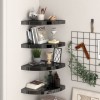 Gossi rafturi colt perete 4 buc, negru extralucios, 35x35x3,8 cm, mdf