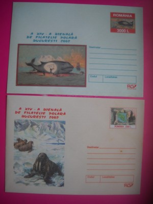 HOPCT PLIC LOT NR 50 -SET 2 PLICURI -BIENALA FILATELIE POLARA BUCURESTI 2002 -FAUNA--ROMANIA foto