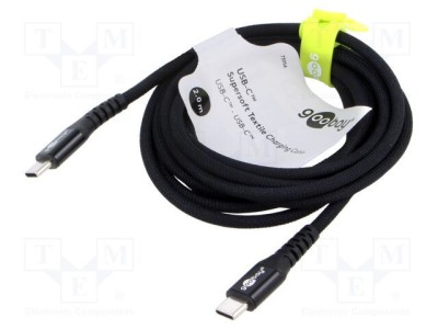 Cablu USB 2.0 USB C 2m Negru Goobay foto