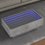 VidaXL Măsuță de cafea cu LED, gri beton, 90x50x30 cm, lemn prelucrat