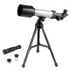 Telescop Astronomic Copii 180x, 360mm, H20mm, H6mm, Trepied Aluminiu 38cm, Prisma 90&deg;, Husa Inclusa, Argintiu, 8 Ani+
