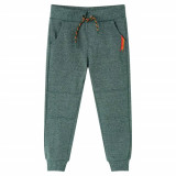 Pantaloni de trening pentru copii, verde &icirc;nchis, 128 GartenMobel Dekor, vidaXL