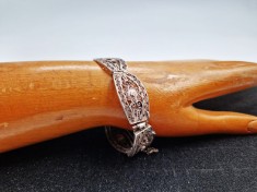 bratara dama vintage argint filigran model floral AG 835 Germania anii &#039;50