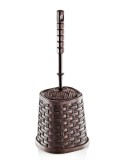 Perie WC Rattan, plastic, maro / bej / alb / gri, 14.7 x 14.7 x 40 cm
