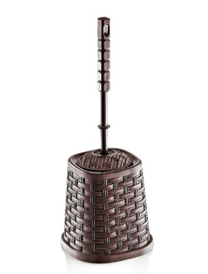 Perie WC Rattan, plastic, maro / bej / alb / gri, 14.7 x 14.7 x 40 cm foto