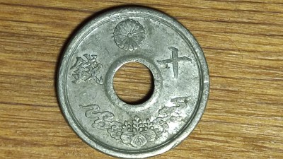 Japonia - moneda de colectie WW2 zinc - 10 sen 1944 / 年九十和昭 -Shōwa- f frumoasa ! foto