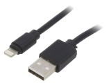 Cablu USB 2.0 Lightning 2m Negru PVC