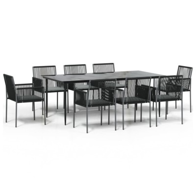 Set mobilier gradina cu perne, 9 piese, negru, poliratan &amp;amp; otel foto