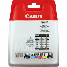 Combo-Pack Original Canon CMYKPB PGI-580/CLI-581 pentru Pixma TR7550|TR8550|TS6150|TS6250|TS705|TS8150|TS8250|TS9150|TS9155|TS9550 incl.TV 0.11 RON &amp;amp;q foto