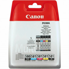 Combo-Pack Original Canon CMYKPB PGI-580/CLI-581 pentru Pixma TR7550|TR8550|TS6150|TS6250|TS705|TS8150|TS8250|TS9150|TS9155|TS9550 incl.TV 0.11 RON &q