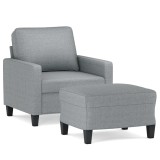 Cumpara ieftin Fotoliu canapea cu taburet, gri deschis, 60 cm, textil