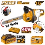 Cumpara ieftin Drujba Electrica 40V cu 2 Acumulatori 4ah, 400mm, 14.5m/s Ingco CGSLI401682